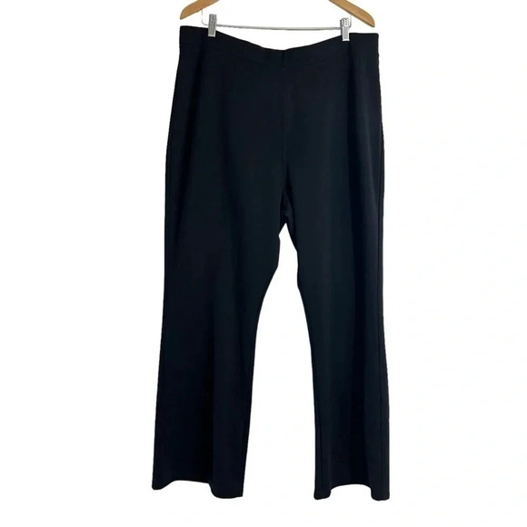Roamans Black Loungewear Pants 24W Plus Size Black Bootcut Pull On Stretch Basic - Picture 1 of 6